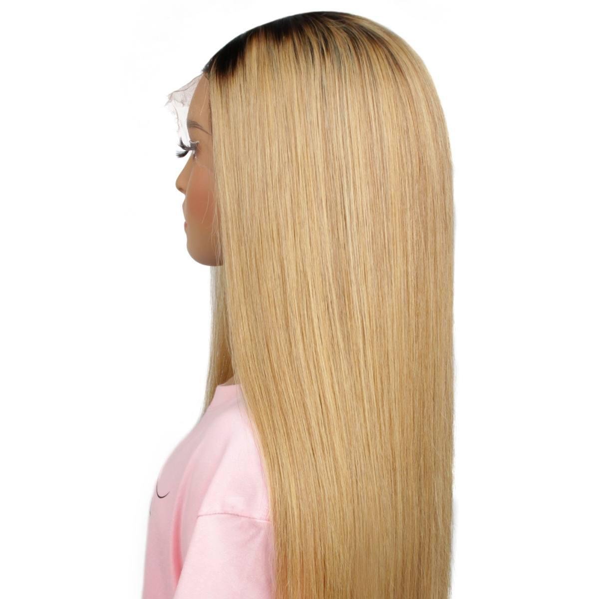 Honey Blonde Ombre Straight 13x4 HD Lace 100% Human Hair Front Wig - Private Label