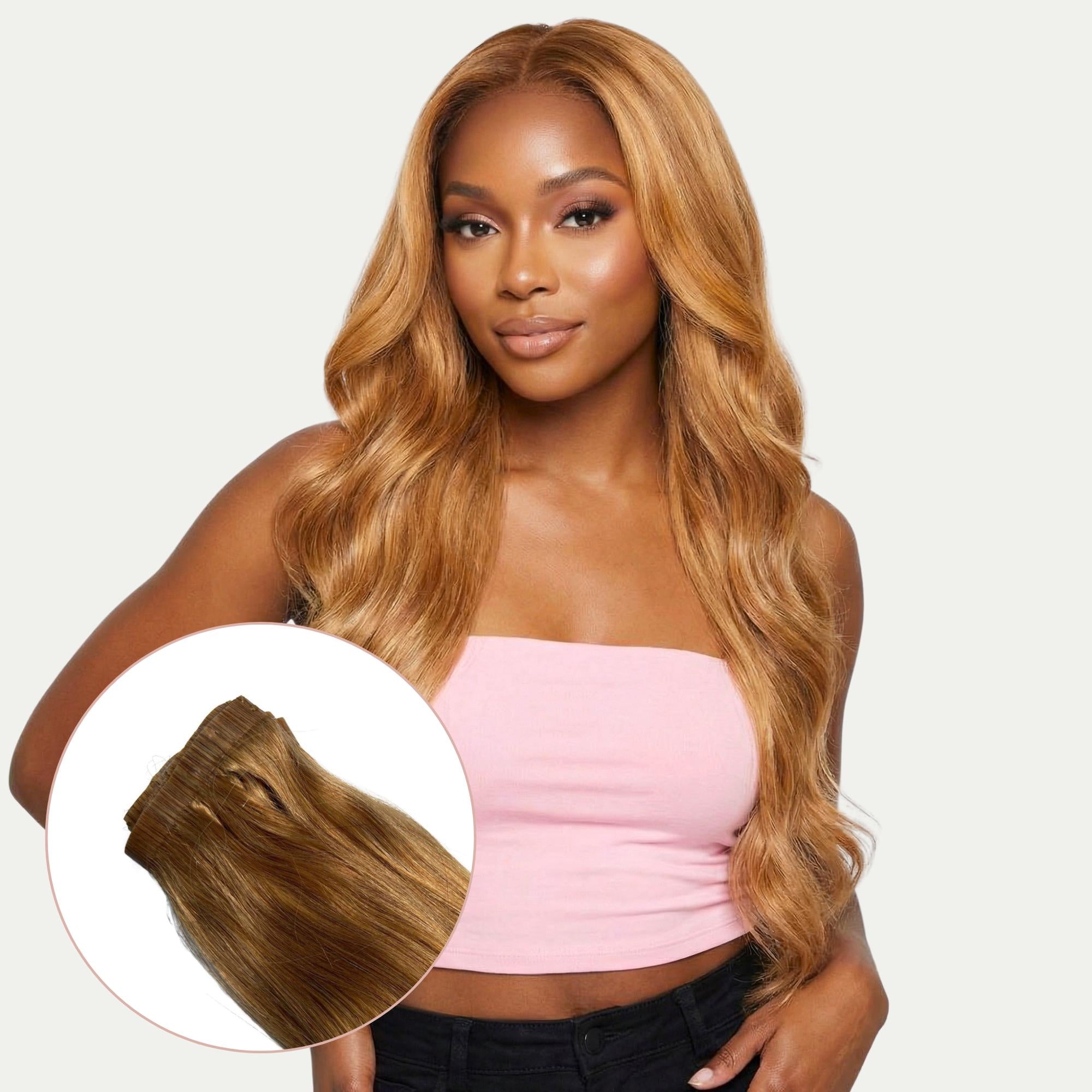 Honey Blonde Seamless Clip - In 100% Human Hair Extensions - Private Label