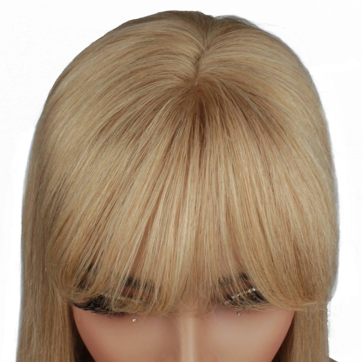 Honey Blonde Straight 100% Human Hair Capless Bang Bob Wig - Private Label