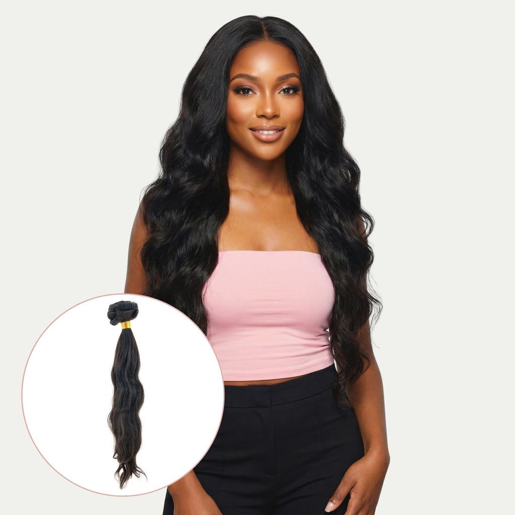 Indian Wavy Natural Black Clip - In 100% Human Hair Extensions - Private Label
