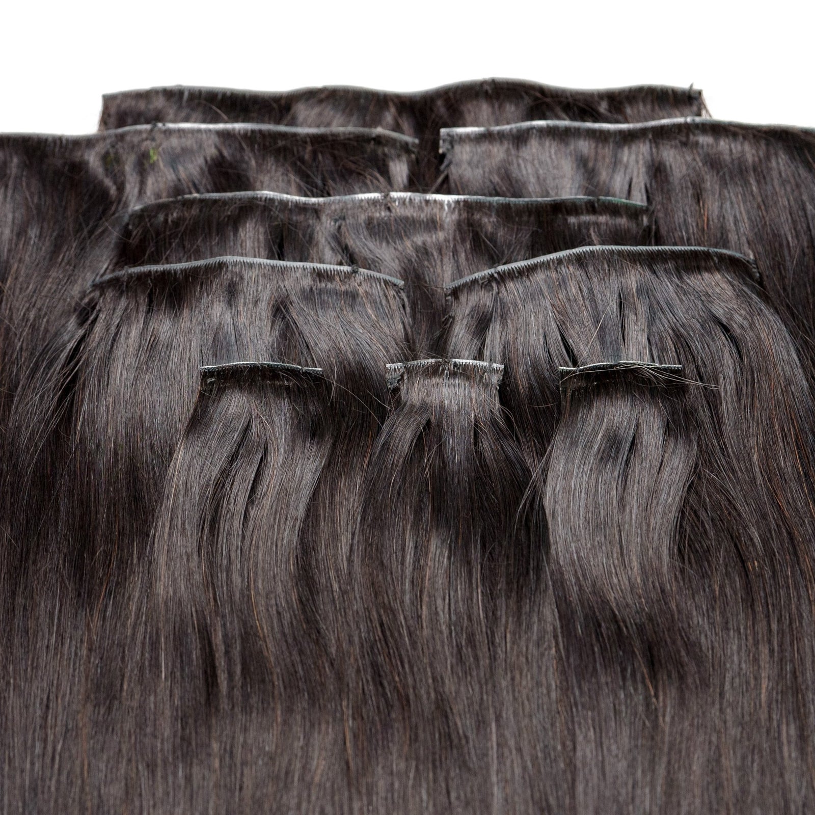 Invisible Straight 100% Human Hair Natural Black Clip - Ins - Private Label