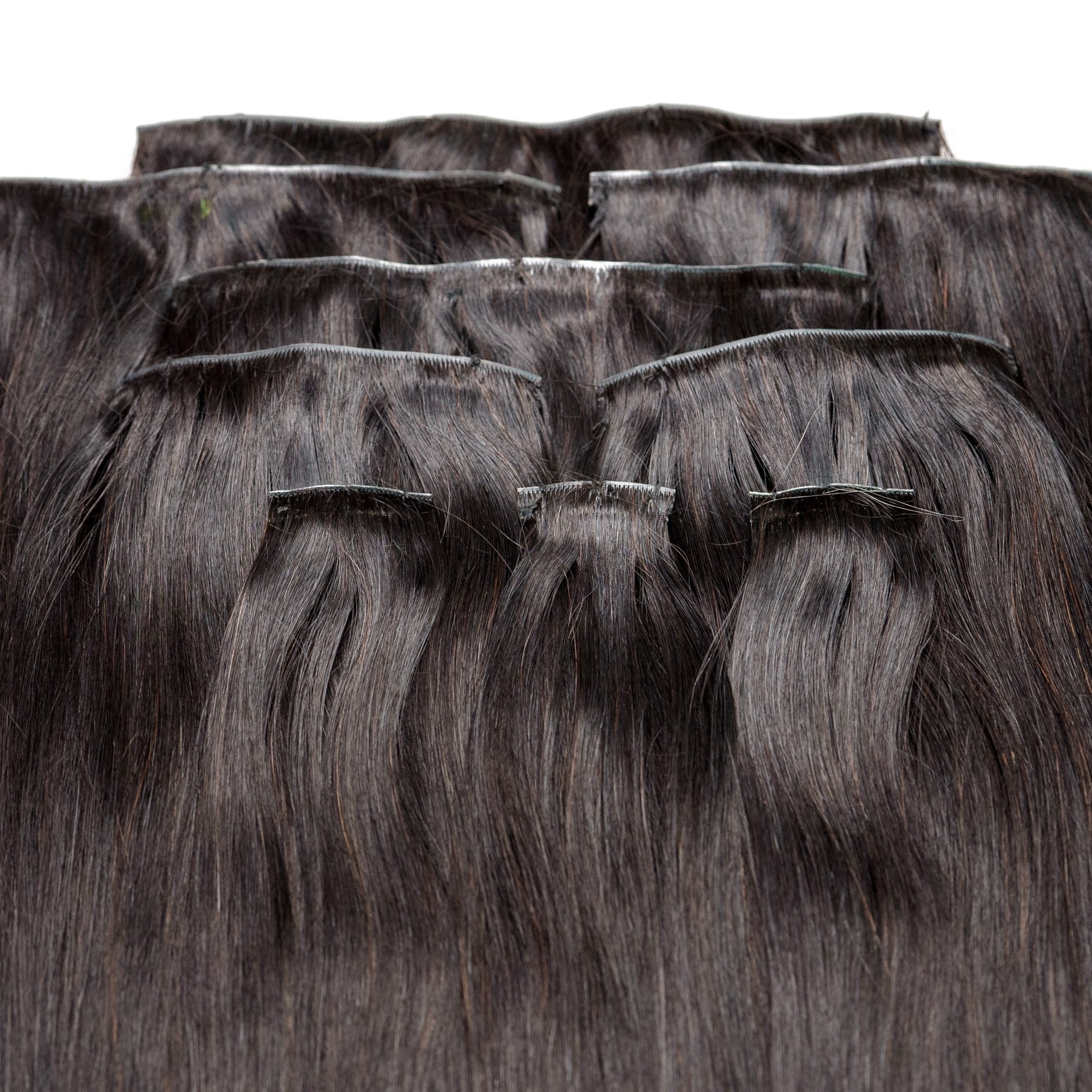 Invisible Straight 100% Human Hair Natural Black Clip - Ins - Private Label