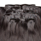 Invisible Straight 100% Human Hair Natural Black Clip - Ins - Private Label