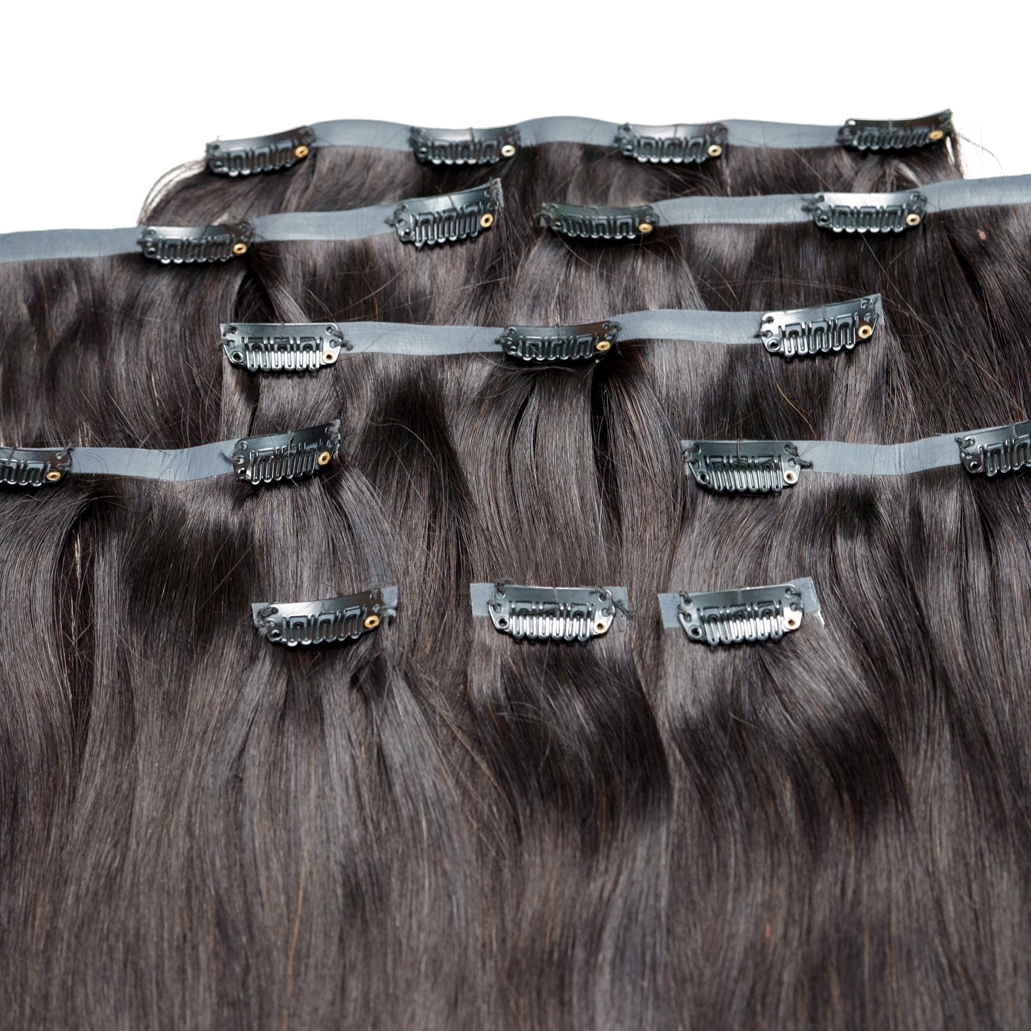 Invisible Straight 100% Human Hair Natural Black Clip - Ins - Private Label