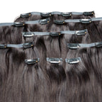 Invisible Straight 100% Human Hair Natural Black Clip - Ins - Private Label