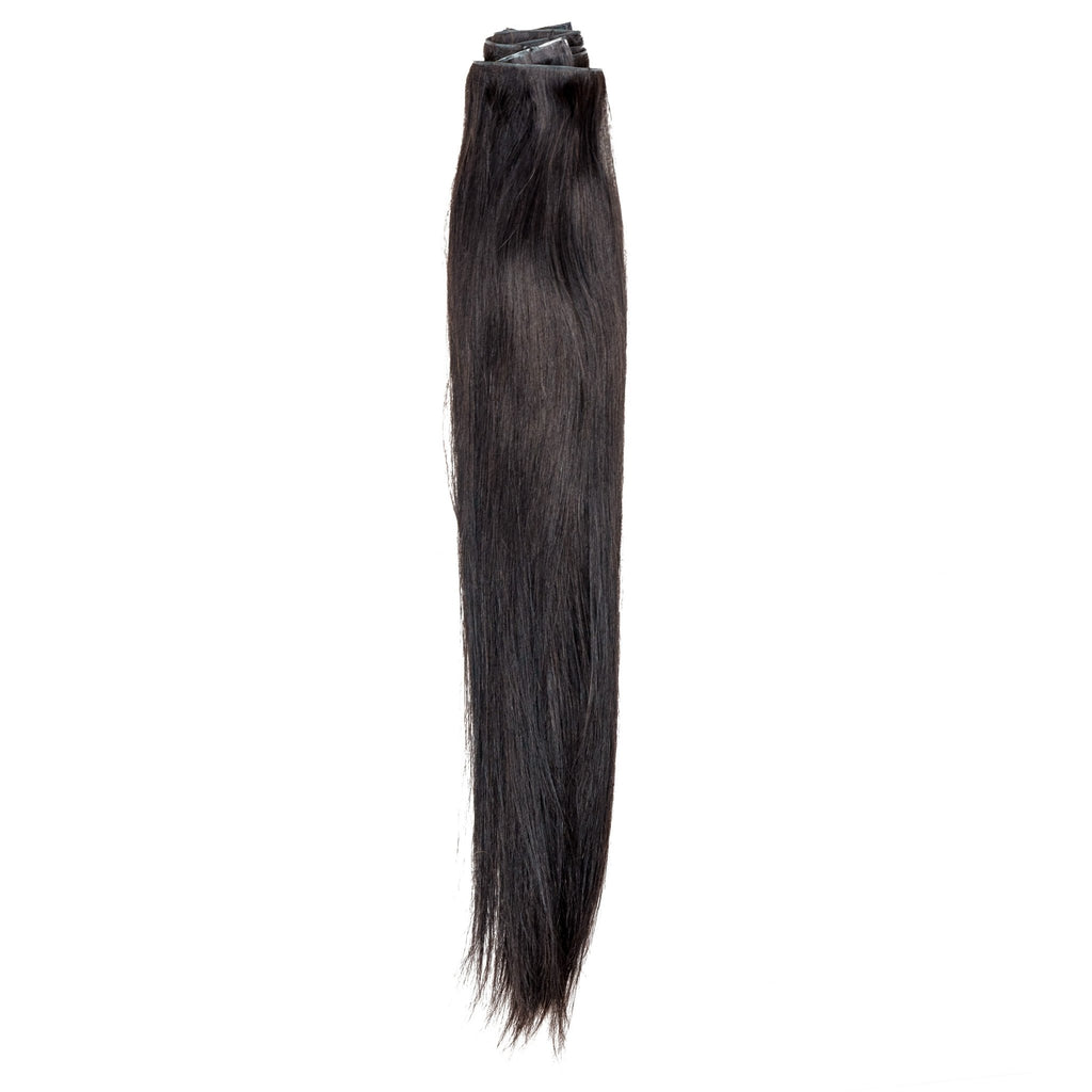Invisible Straight 100% Human Hair Natural Black Clip - Ins - Private Label
