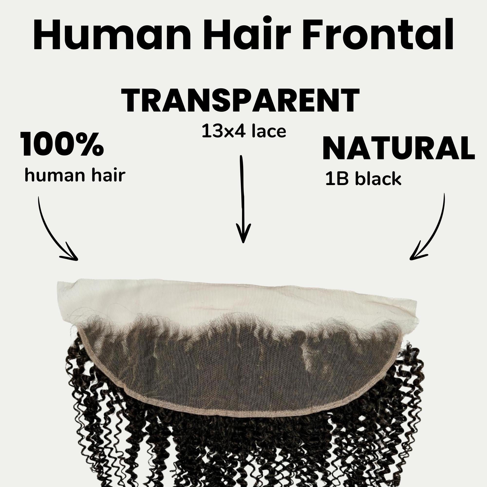 Jerry Curl 13x4 Transparent Lace Human Hair Frontal - Private Label