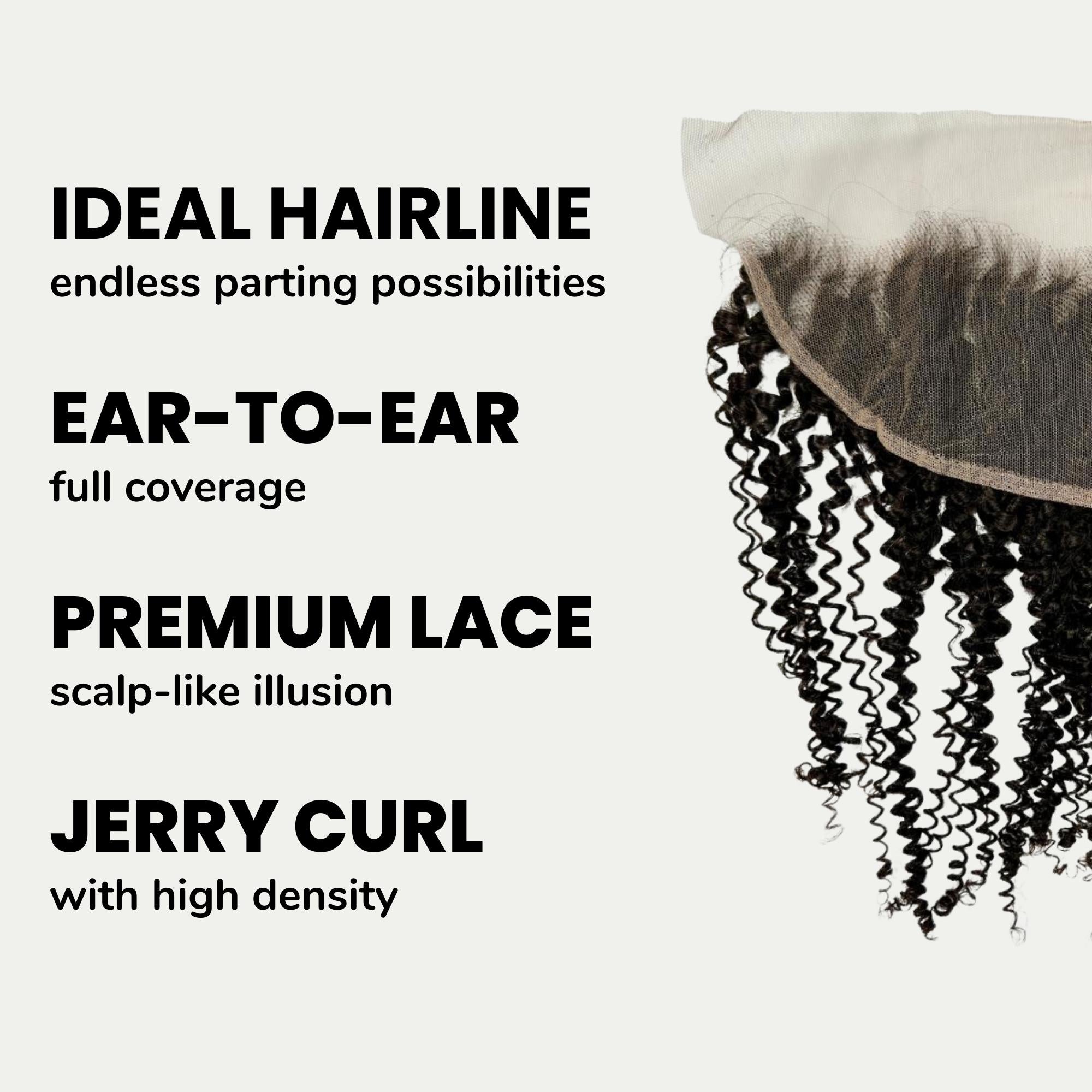 Jerry Curl 13x4 Transparent Lace Human Hair Frontal - Private Label