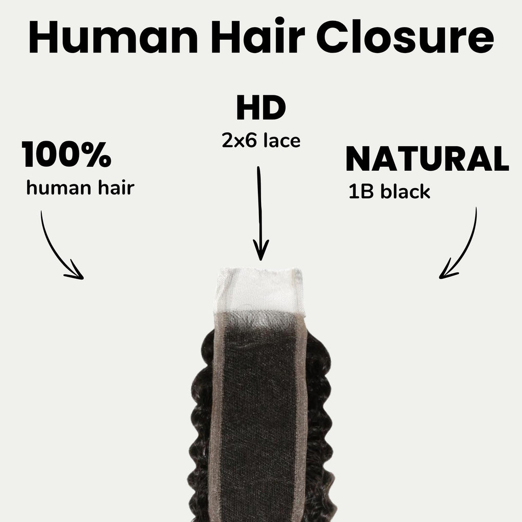Jerry Curl 2x6 HD Lace 100% Human Hair Closure - Private Label