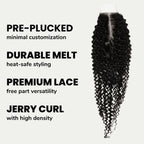 Jerry Curl 2x6 Transparent Lace Human Hair Closure - Private Label