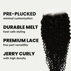 Jerry Curl 4x4 Transparent Lace Human Hair Closure - Private Label