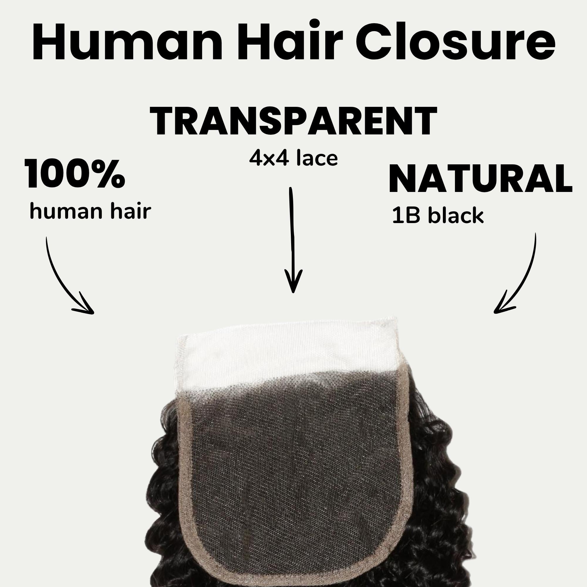 Jerry Curl 4x4 Transparent Lace Human Hair Closure - Private Label