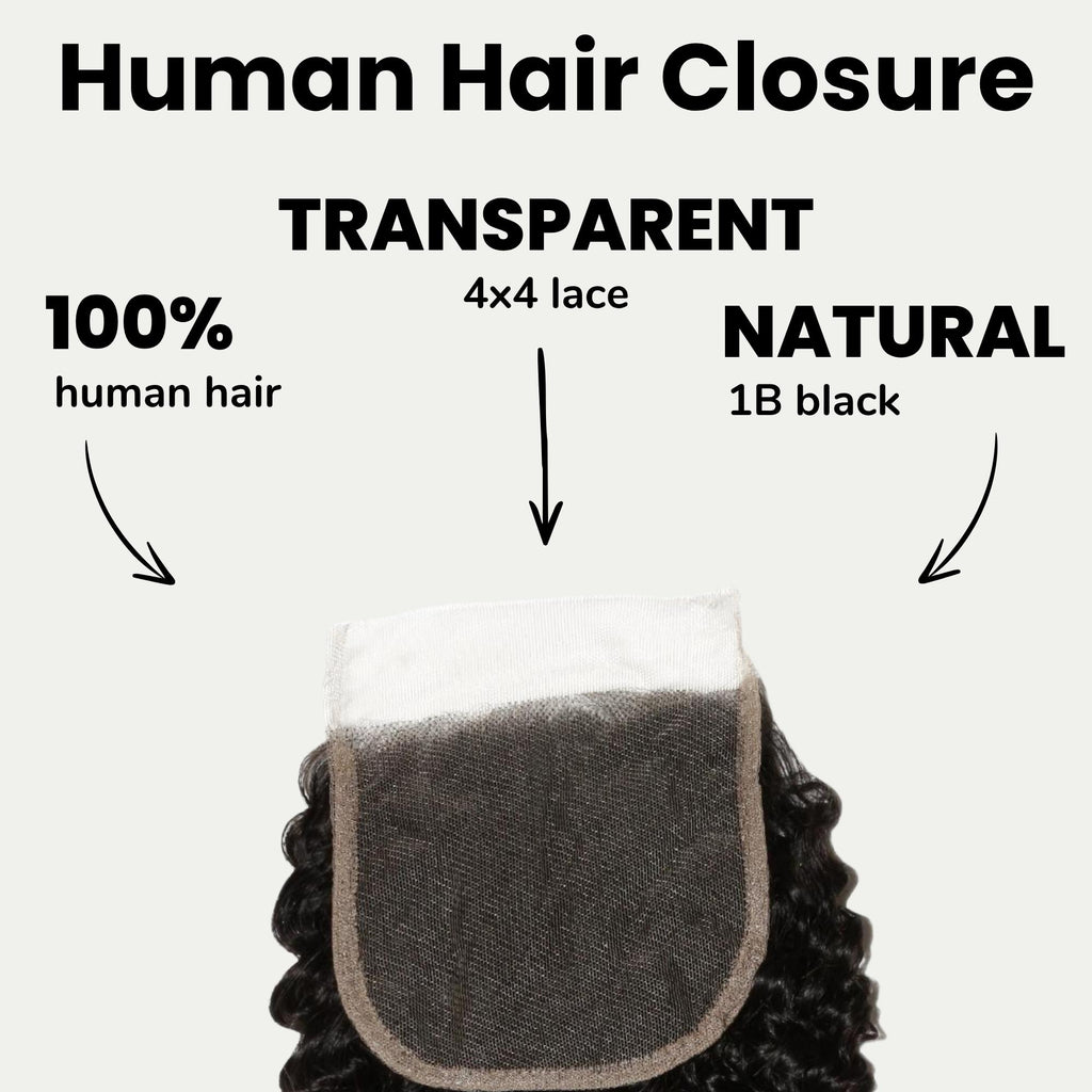 Jerry Curl 4x4 Transparent Lace Human Hair Closure - Private Label