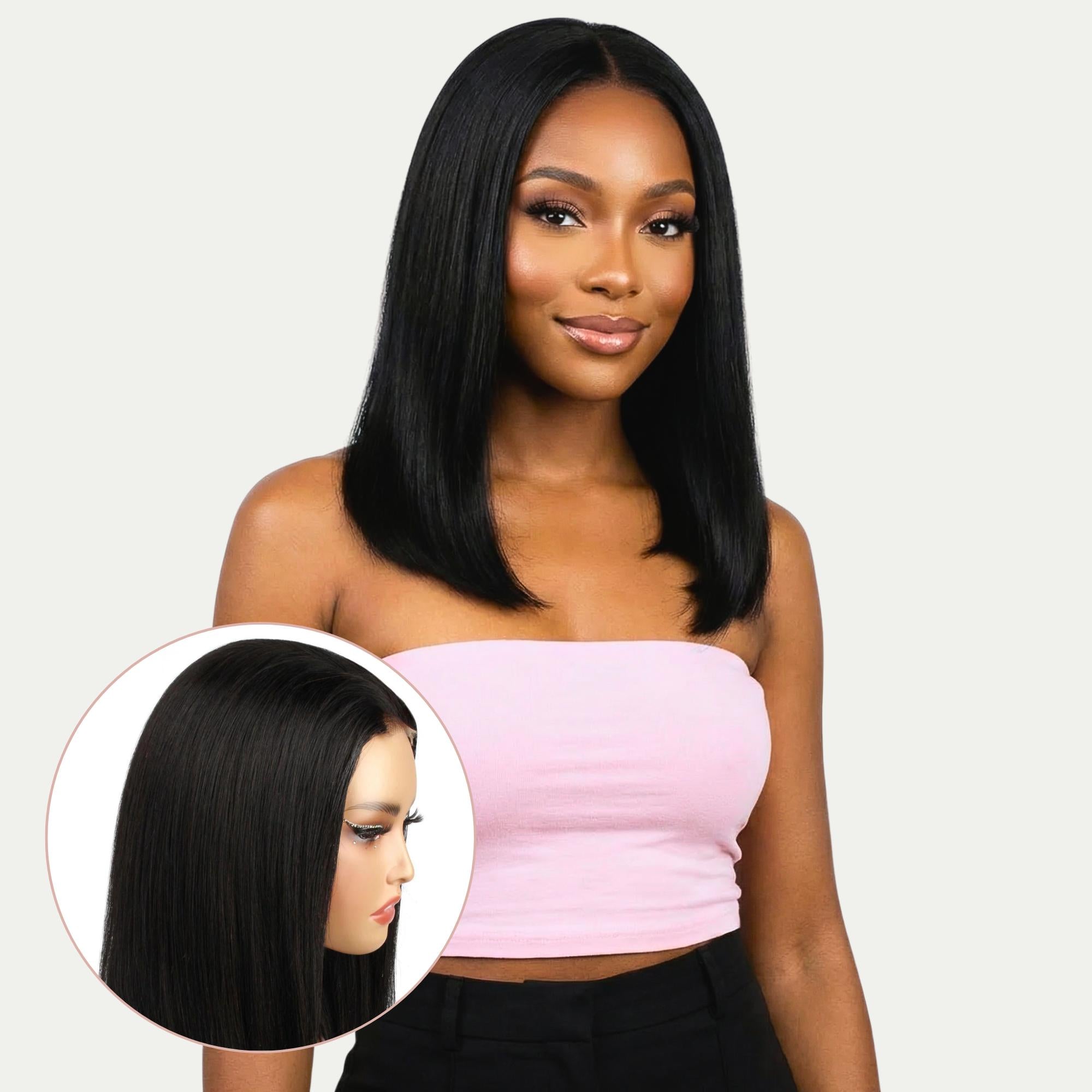 Jet Black 2x6 HD Lace Closure 100% Human Hair Bob Wig - Private Label