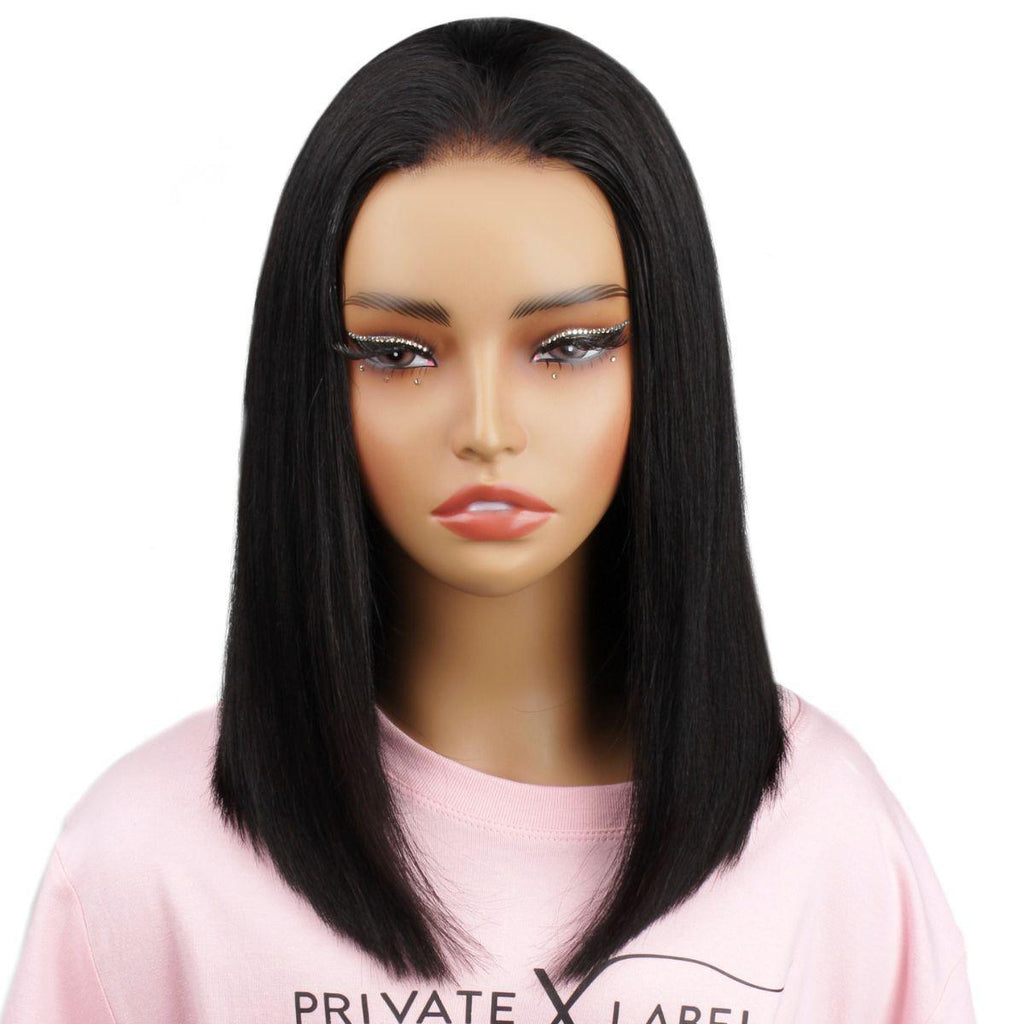 Jet Black 2x6 HD Lace Closure 100% Human Hair Bob Wig - Private Label