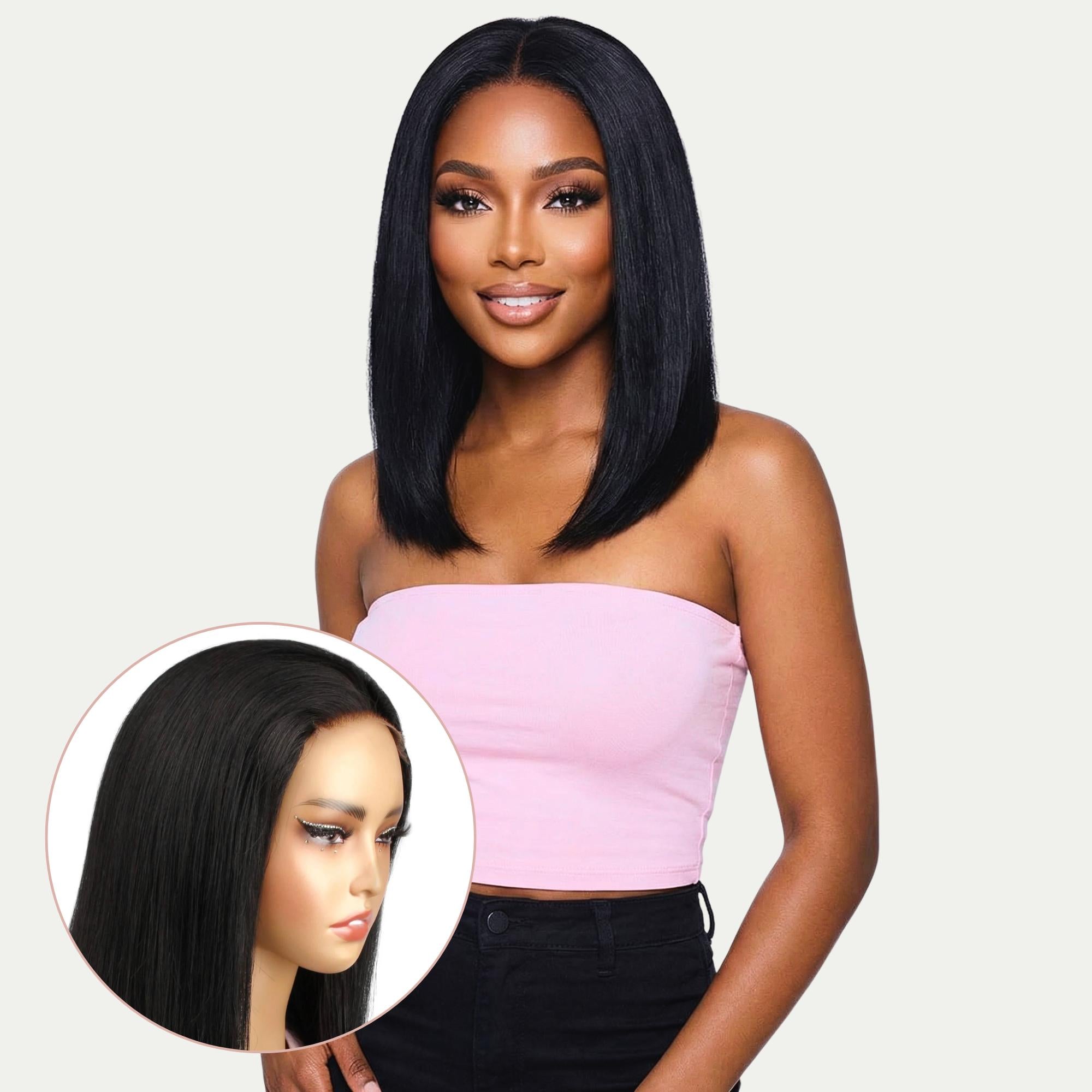 Jet Black 4x4 HD Lace Closure 100% Human Hair Bob Wig - Private Label