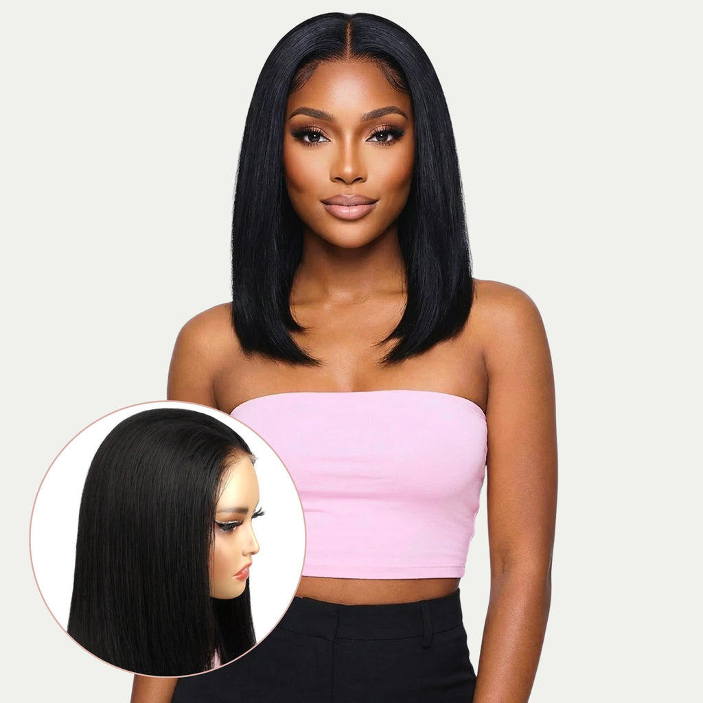 Jet Black 5x5 HD Lace Closure 100% Human Hair Bob Wig - Private Label