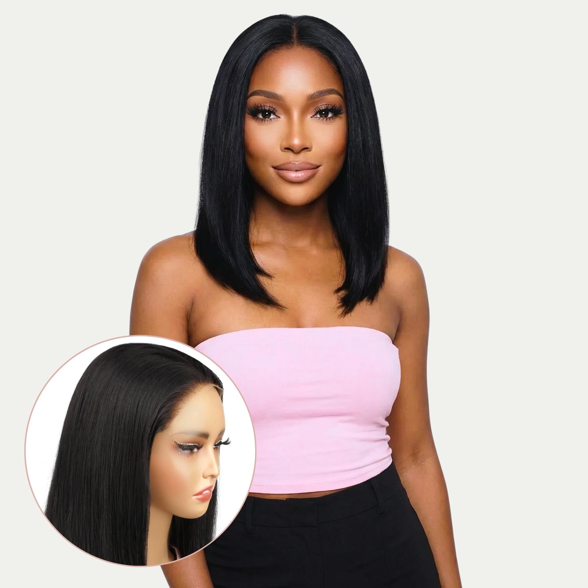 Jet Black 7x7 HD Closure 100% Human Hair Bob Wig - Private Label