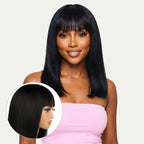 Jet Black Bang Bob 100% Human Hair Wig - Private Label