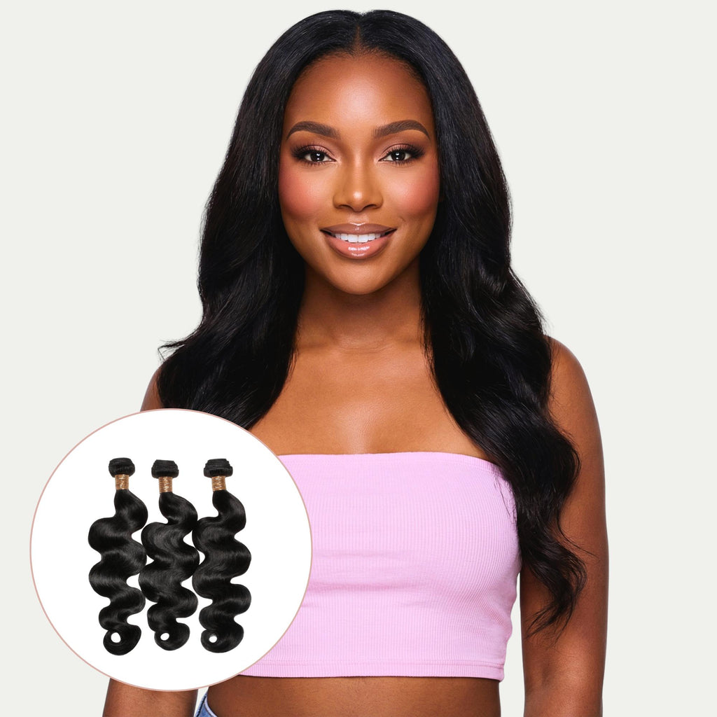 Jet Black Body Wave 100% Human Hair Bundle Deals - Private Label