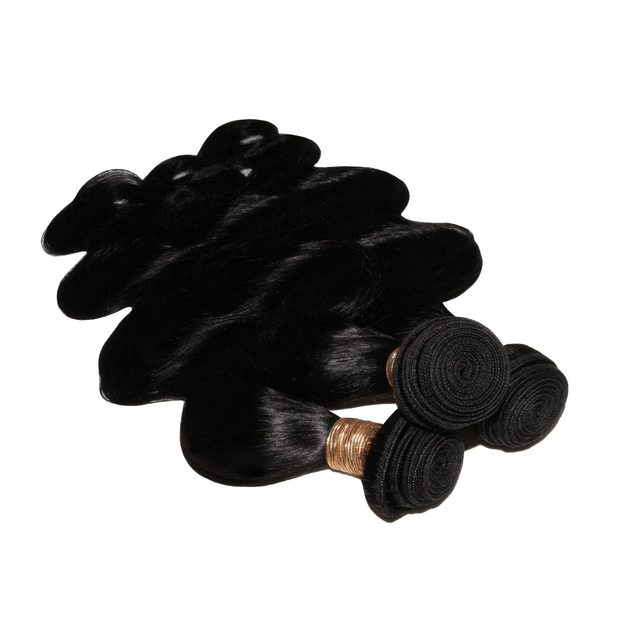 Jet Black Body Wave 100% Human Hair Bundle Deals - Private Label