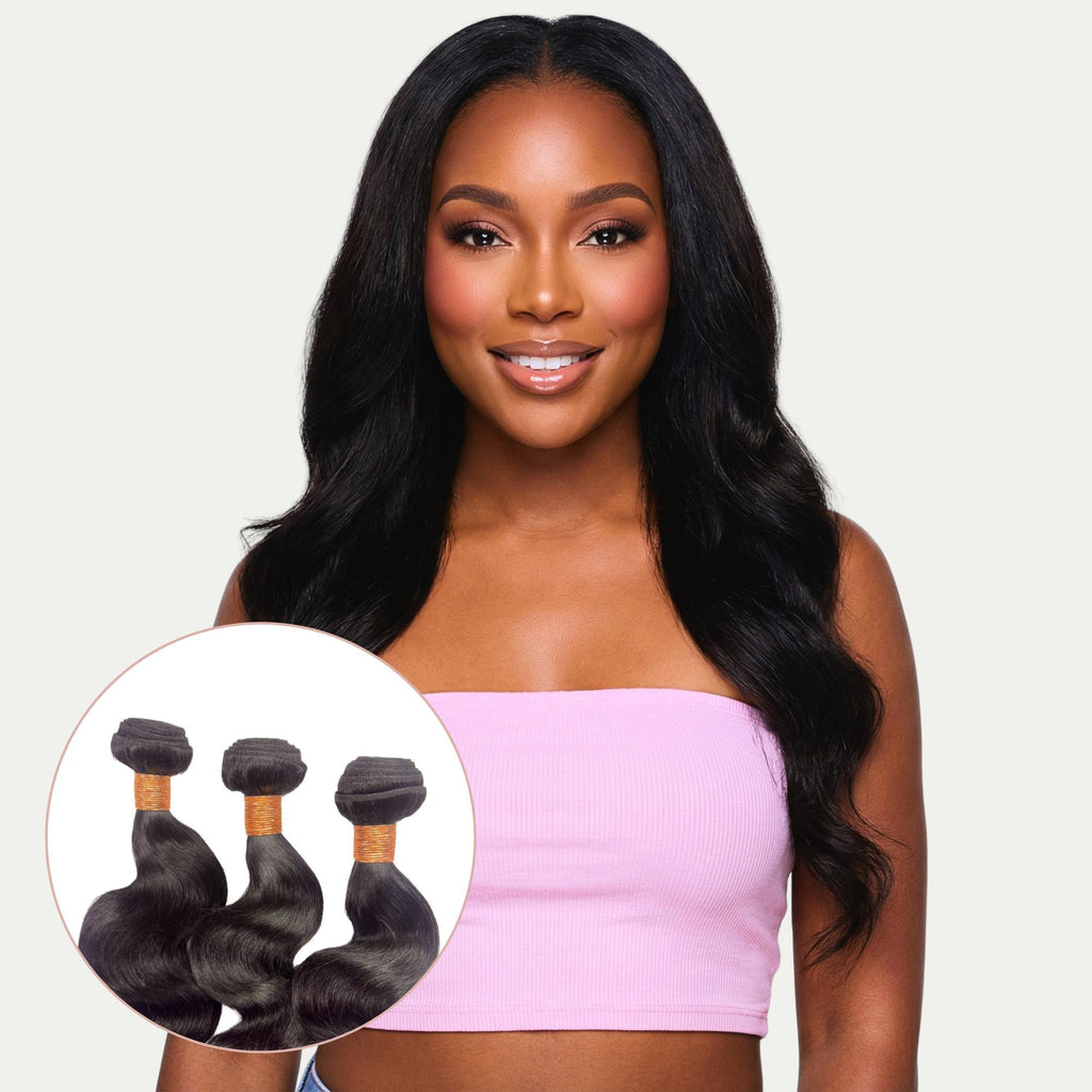 Jet Black Body Wave 100% Human Hair Bundle Deals - Private Label