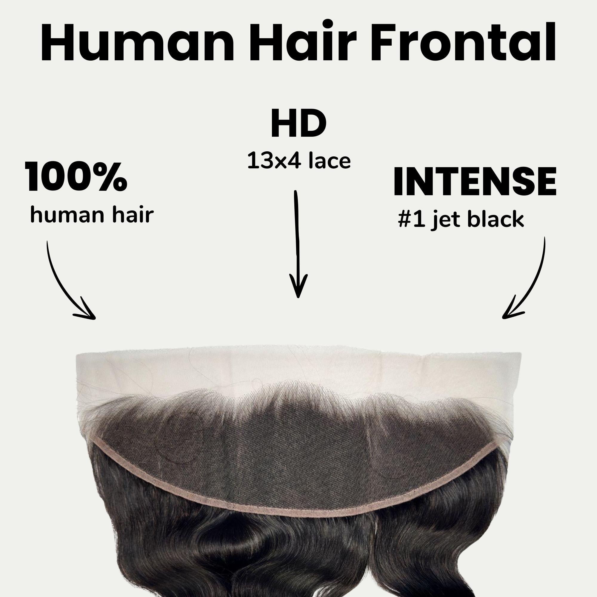 Jet Black Body Wave 13x4 HD Lace Human Hair Frontal - Private Label