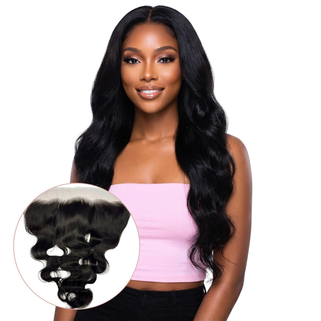 Jet Black Body Wave 13x4 HD Lace Human Hair Frontal - Private Label