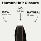 Jet Black Body Wave 2x6 HD Lace 100% Human Hair Closure - Private Label