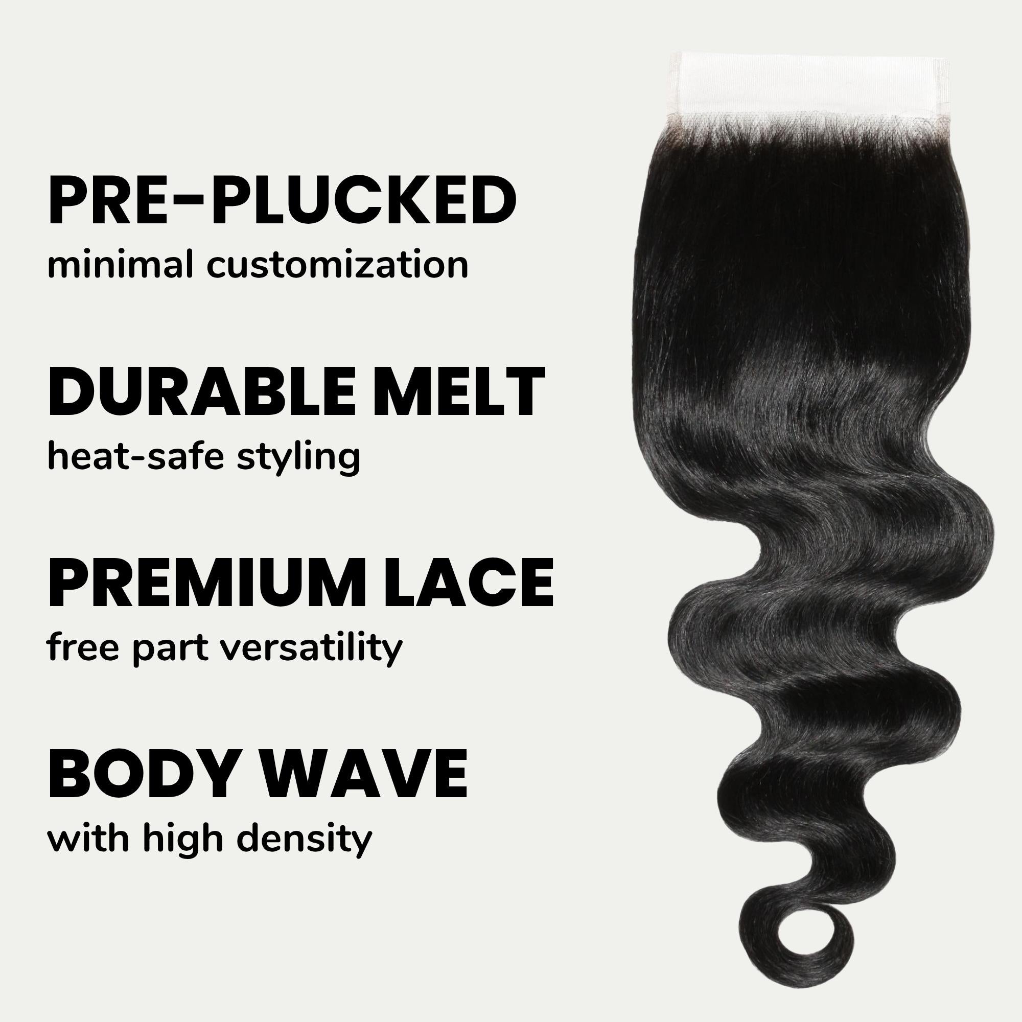 Jet Black Body Wave 5x5 HD Lace Human Hair Closure - Private Label