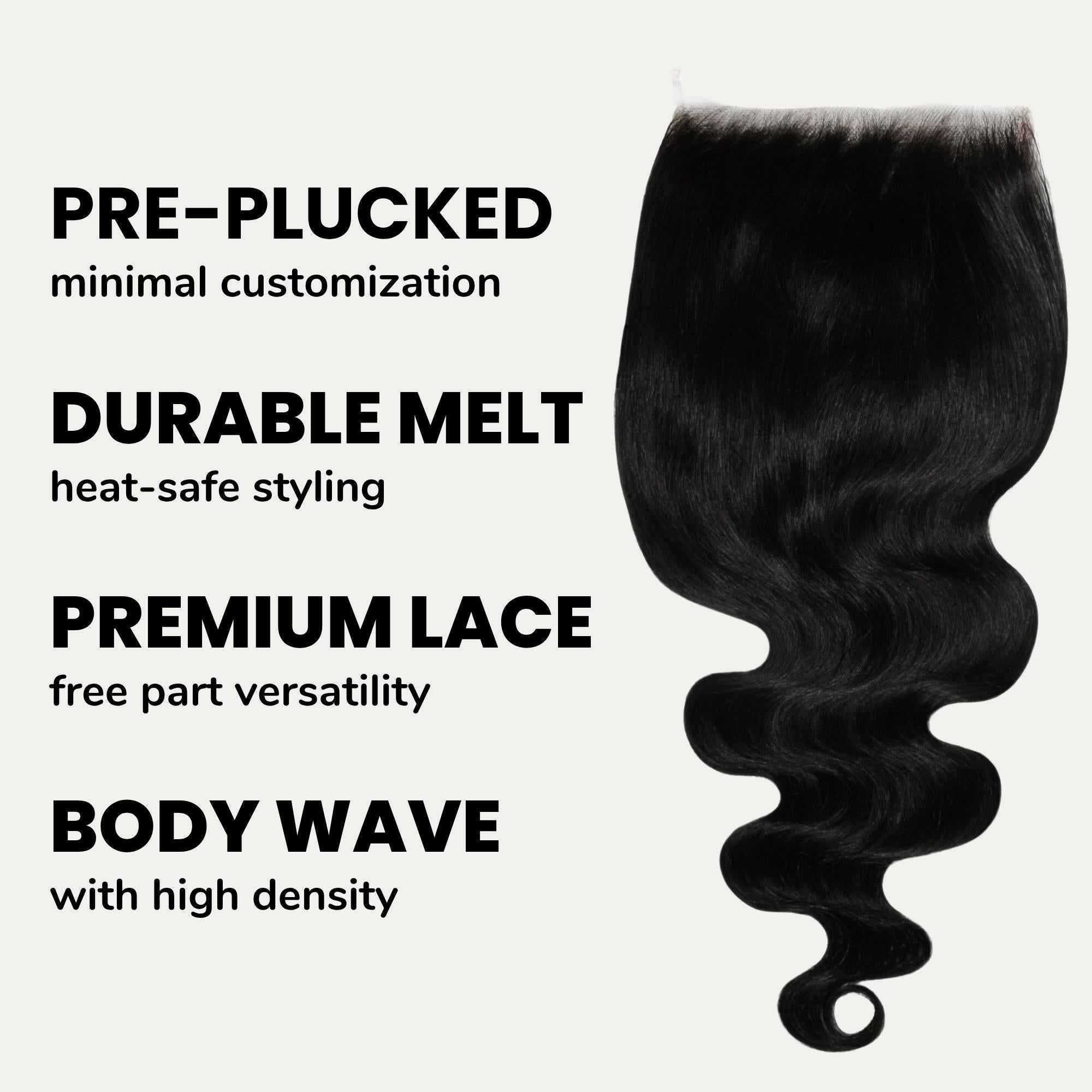 Jet Black Body Wave 6x6 HD Lace Human Hair Closure - Private Label