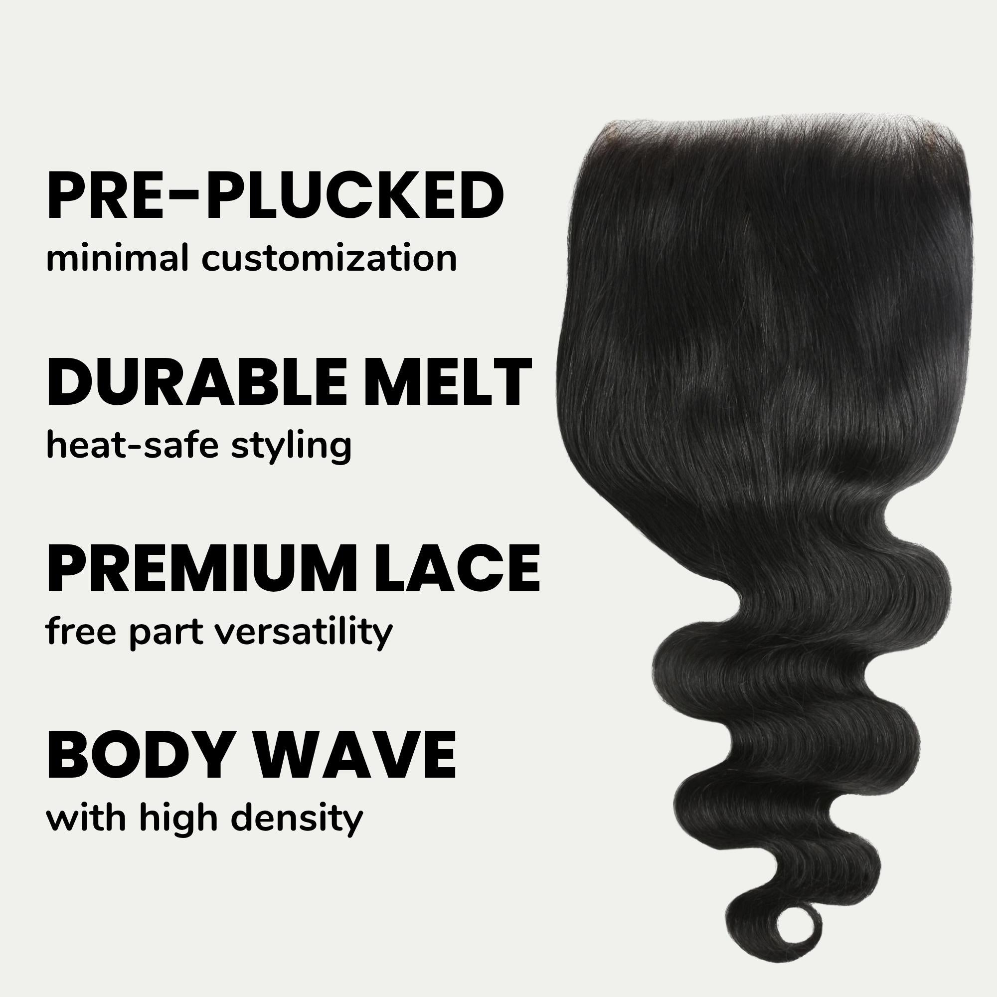Jet Black Body Wave 7x7 HD Lace Human Hair Closure - Private Label