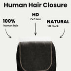 Jet Black Body Wave 7x7 HD Lace Human Hair Closure - Private Label