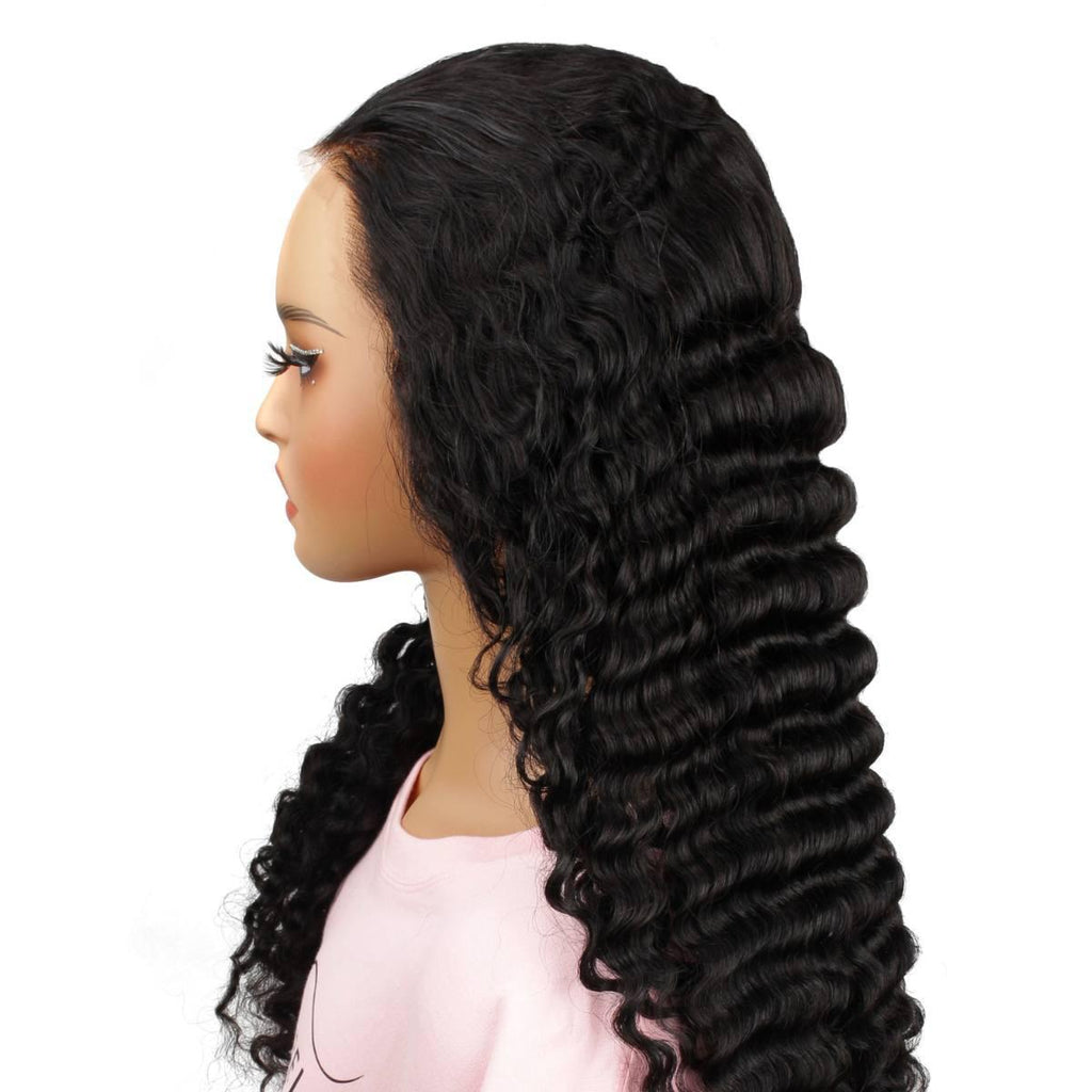 Jet Black Deep Wave 13x4 HD Lace Front Wig - Private Label