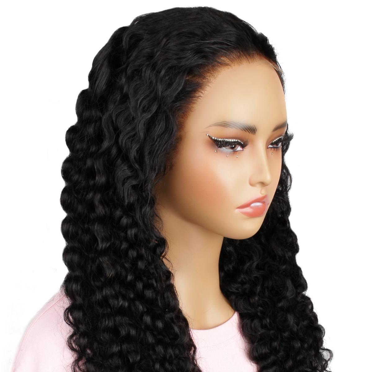 Jet Black Deep Wave 13x4 HD Lace Front Wig – Private Label