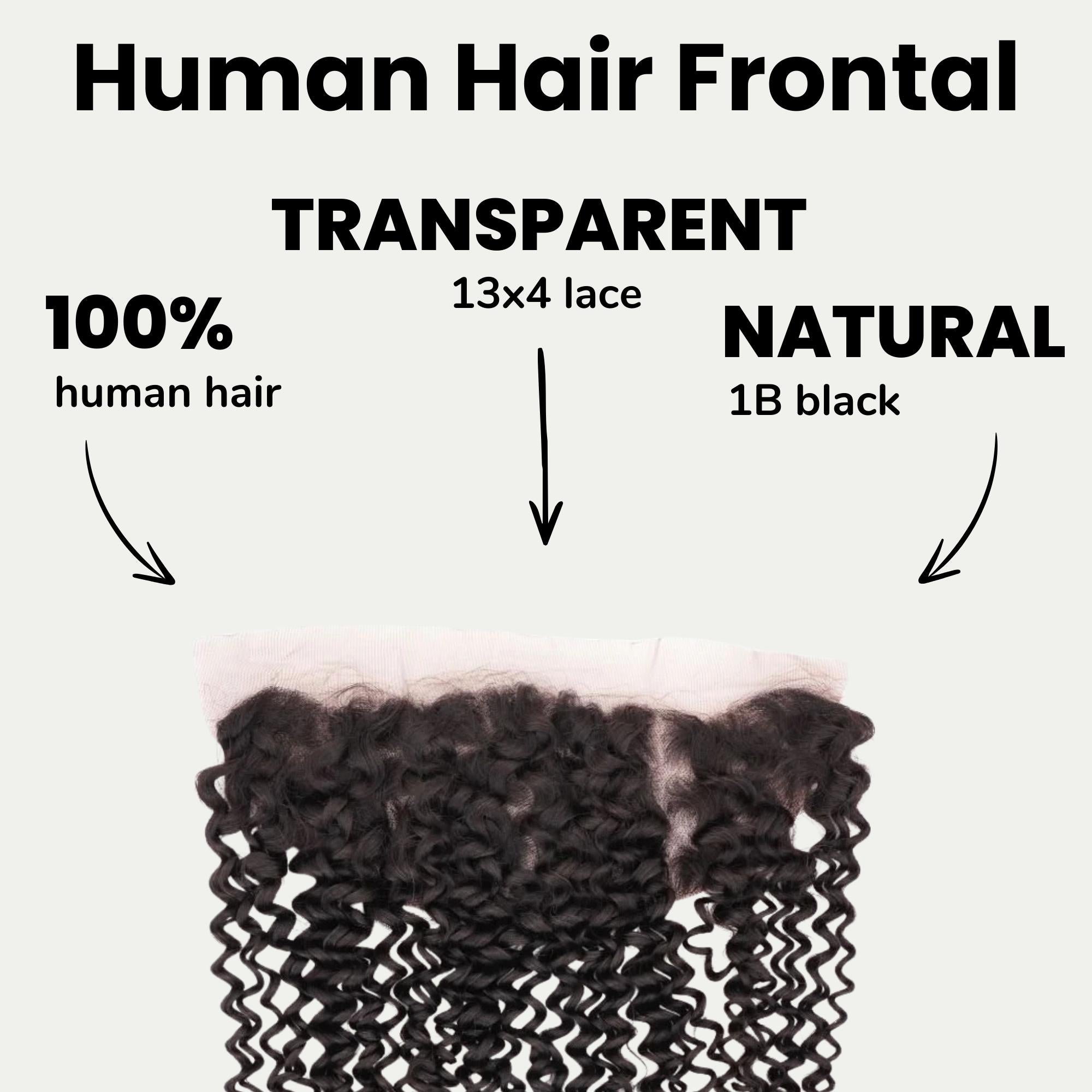 Kinky Curly 13x4 Transparent Lace Human Hair Frontal - Private Label