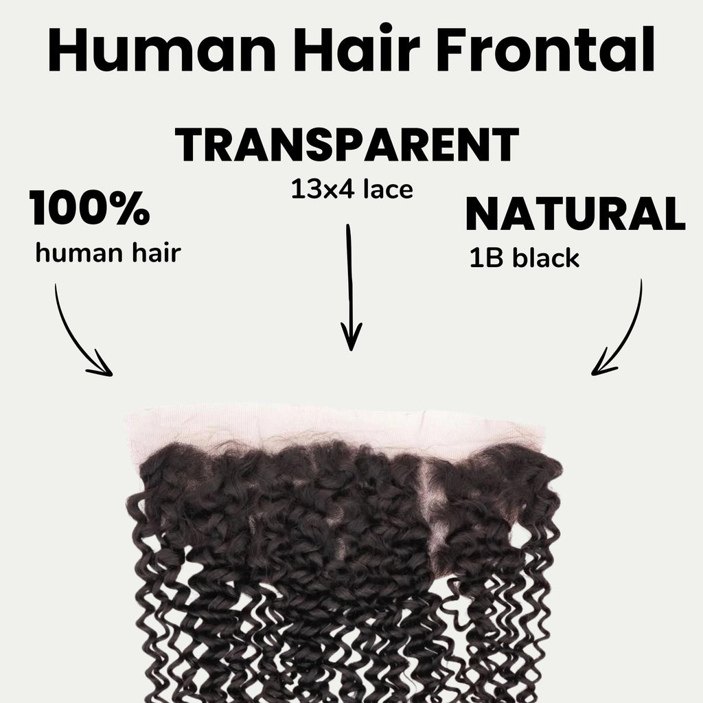 Kinky Curly 13x4 Transparent Lace Human Hair Frontal - Private Label