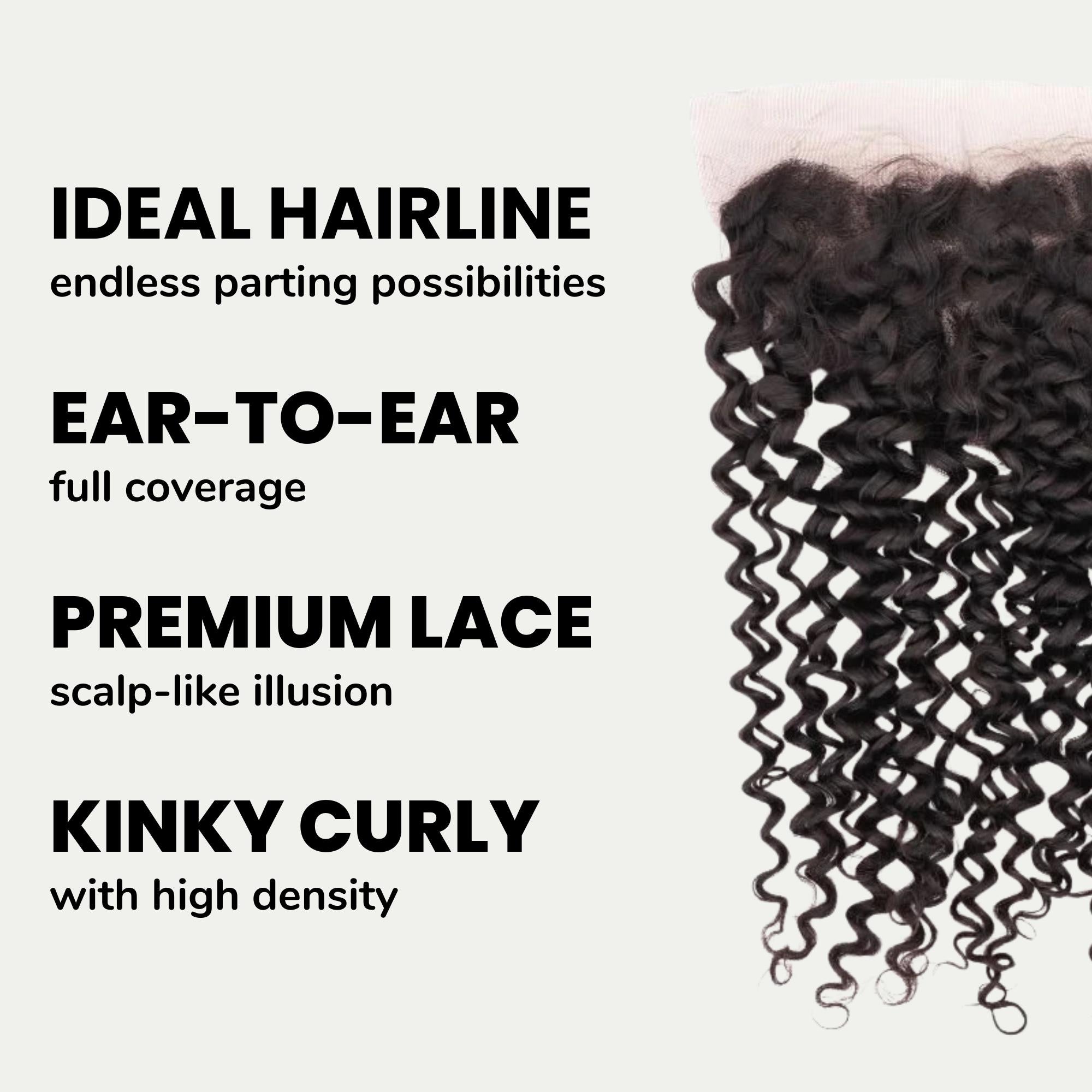 Kinky Curly 13x4 Transparent Lace Human Hair Frontal - Private Label