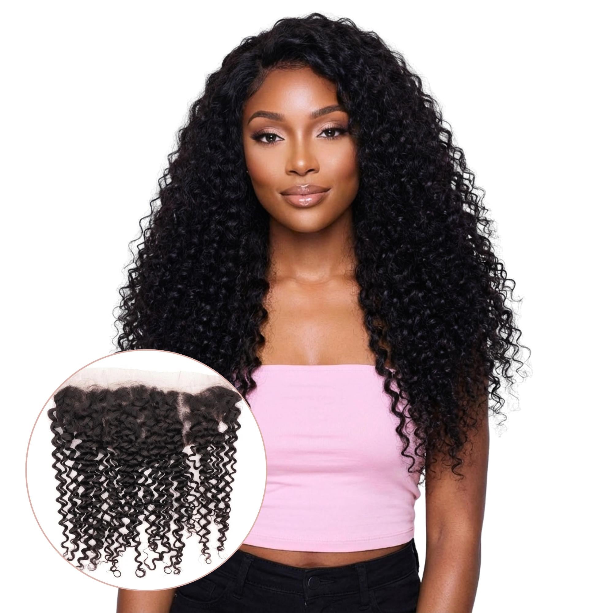 Kinky Curly 13x4 Transparent Lace Human Hair Frontal - Private Label
