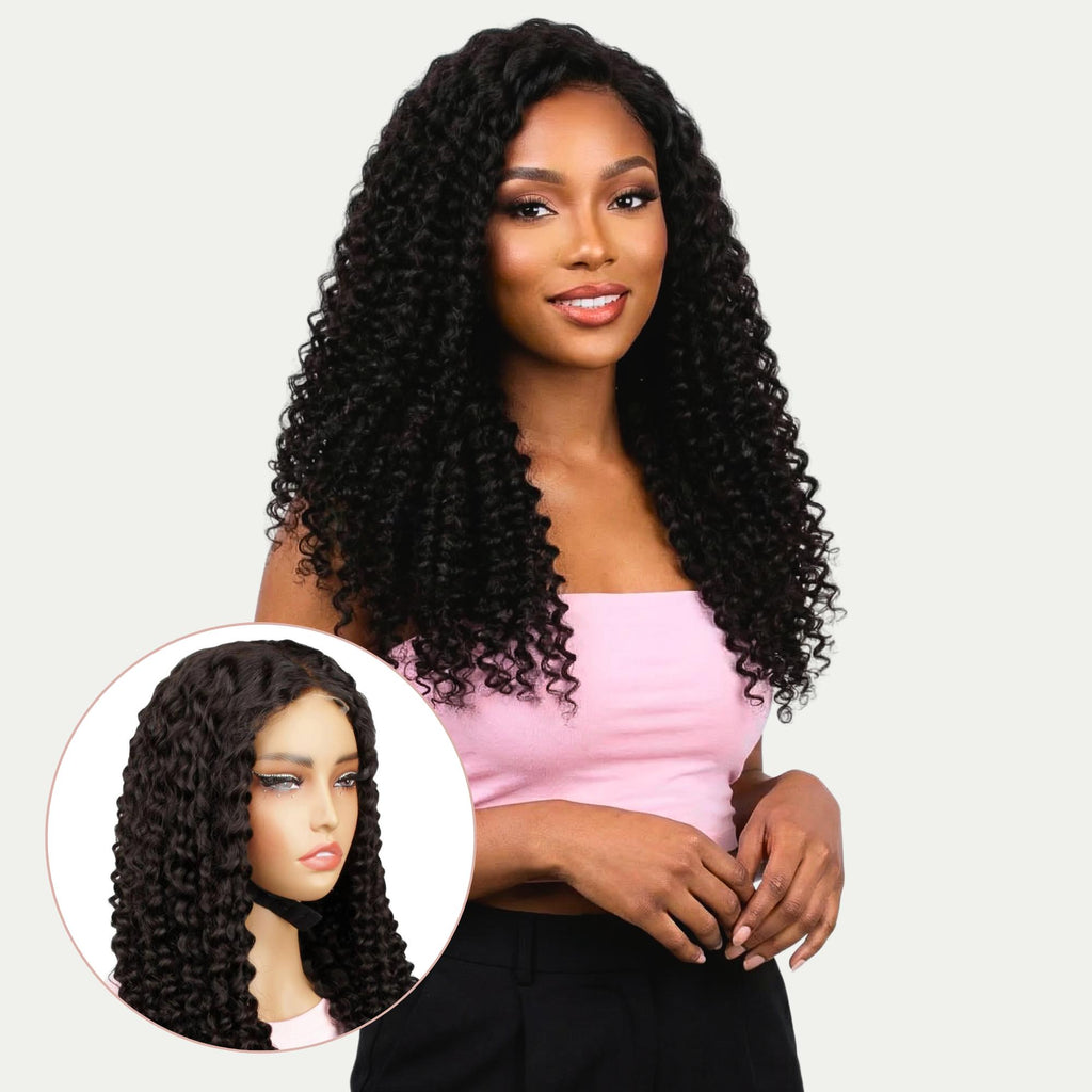 Kinky Curly 2x6 HD Lace Closure 100% Human Hair Glueless Wig - Private Label