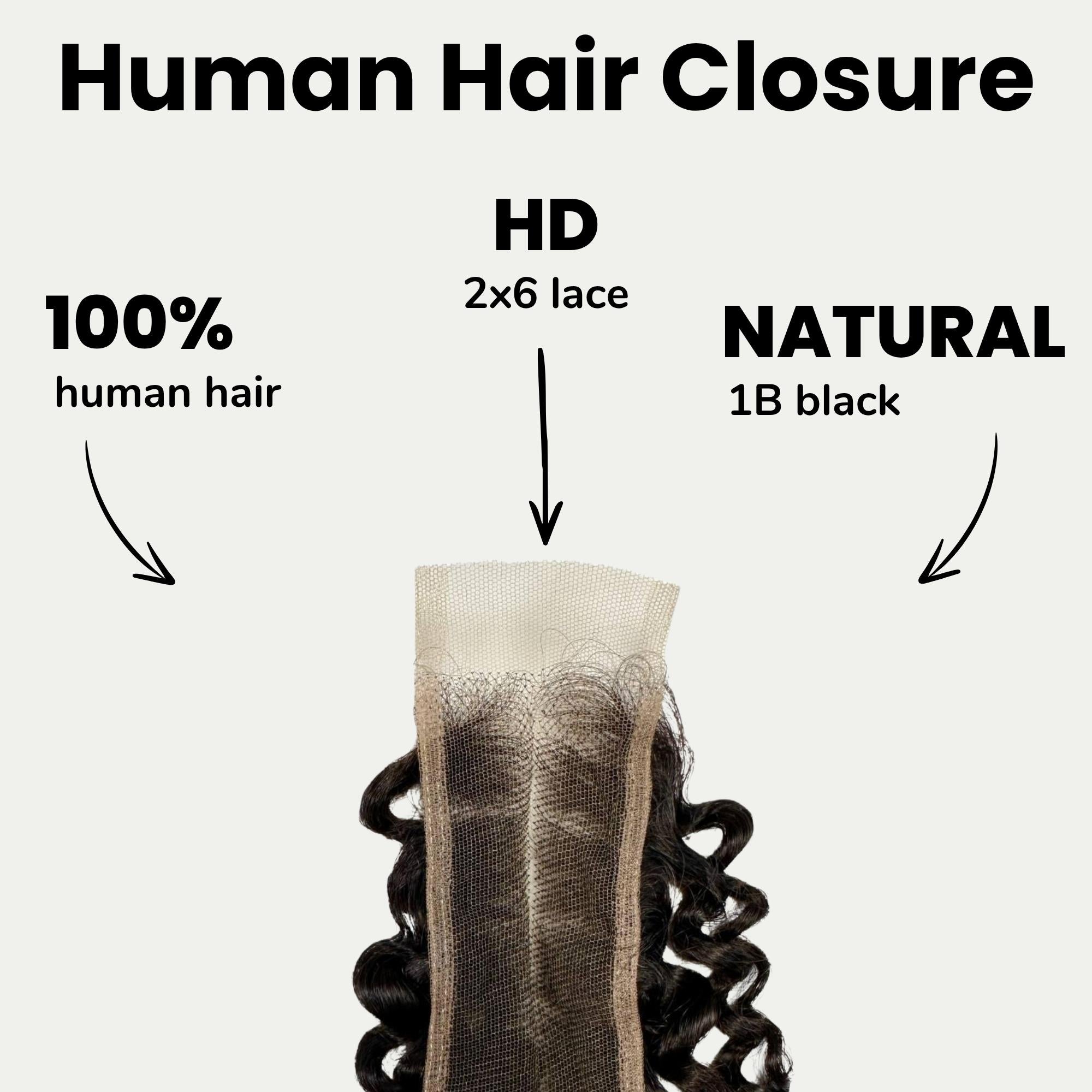 Kinky Curly 2x6 HD Lace 100% Human Hair Closure - Private Label