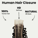 Kinky Curly 2x6 HD Lace 100% Human Hair Closure - Private Label