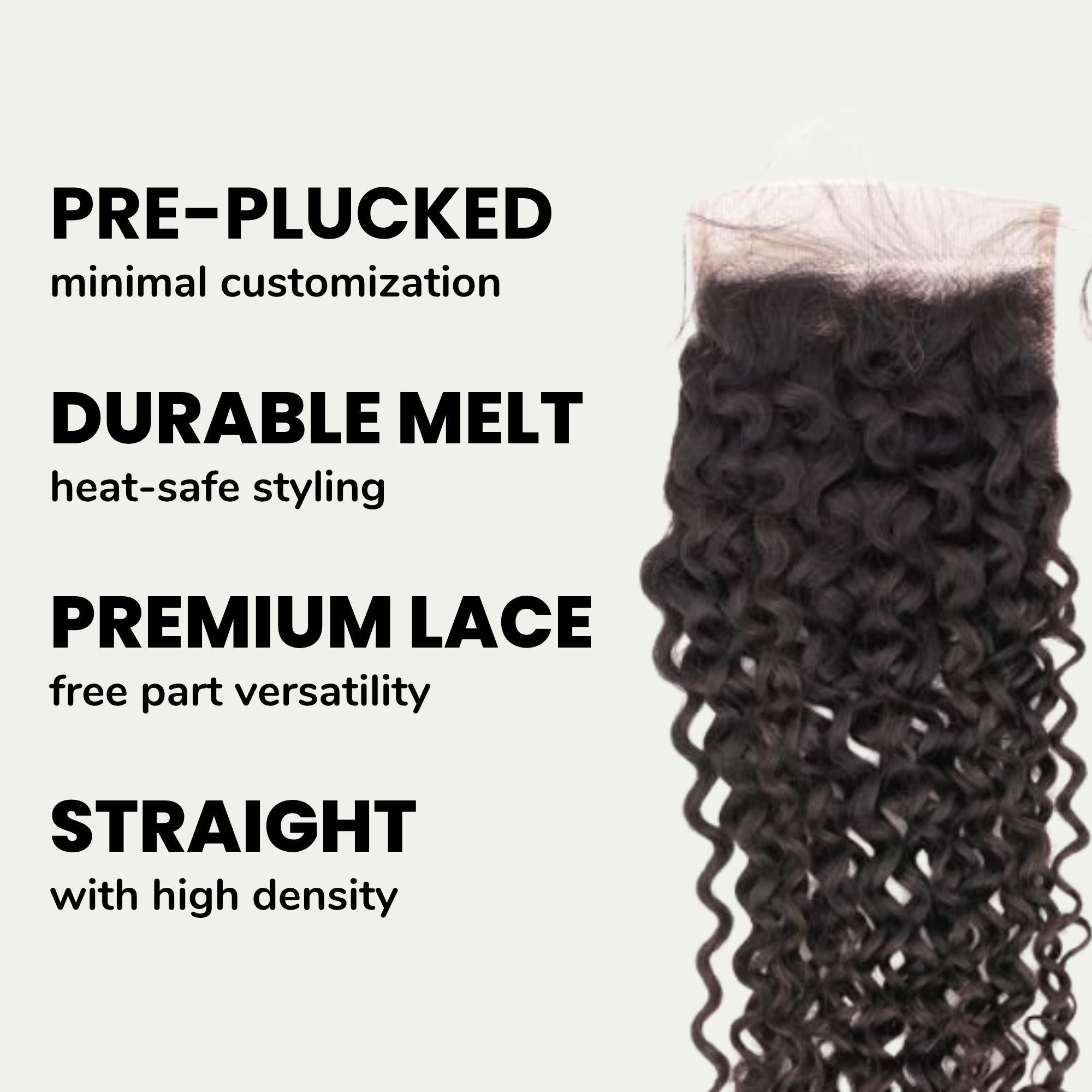 Kinky Curly 4x4 Transparent Lace Human Hair Closure - Private Label