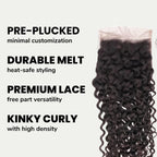 Kinky Curly 4x4 Transparent Lace Human Hair Closure - Private Label