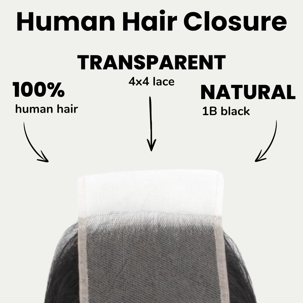 Kinky Curly 4x4 Transparent Lace Human Hair Closure - Private Label