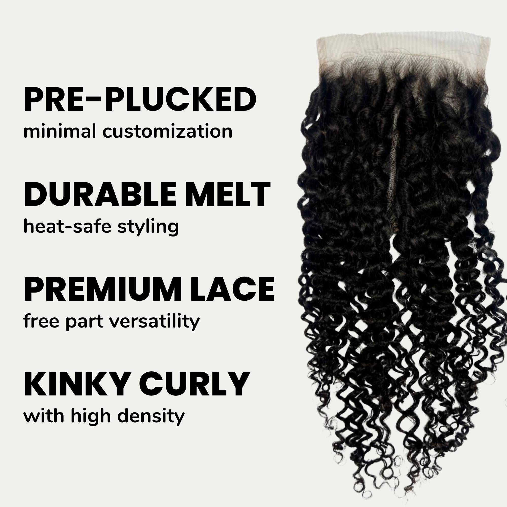 ベアクロー Kinky Curly 5x5 HD Closure | 100% Human Hair Lace Closure