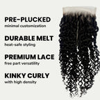 Kinky Curly 5x5 HD Lace Human Hair Closure - Private Label