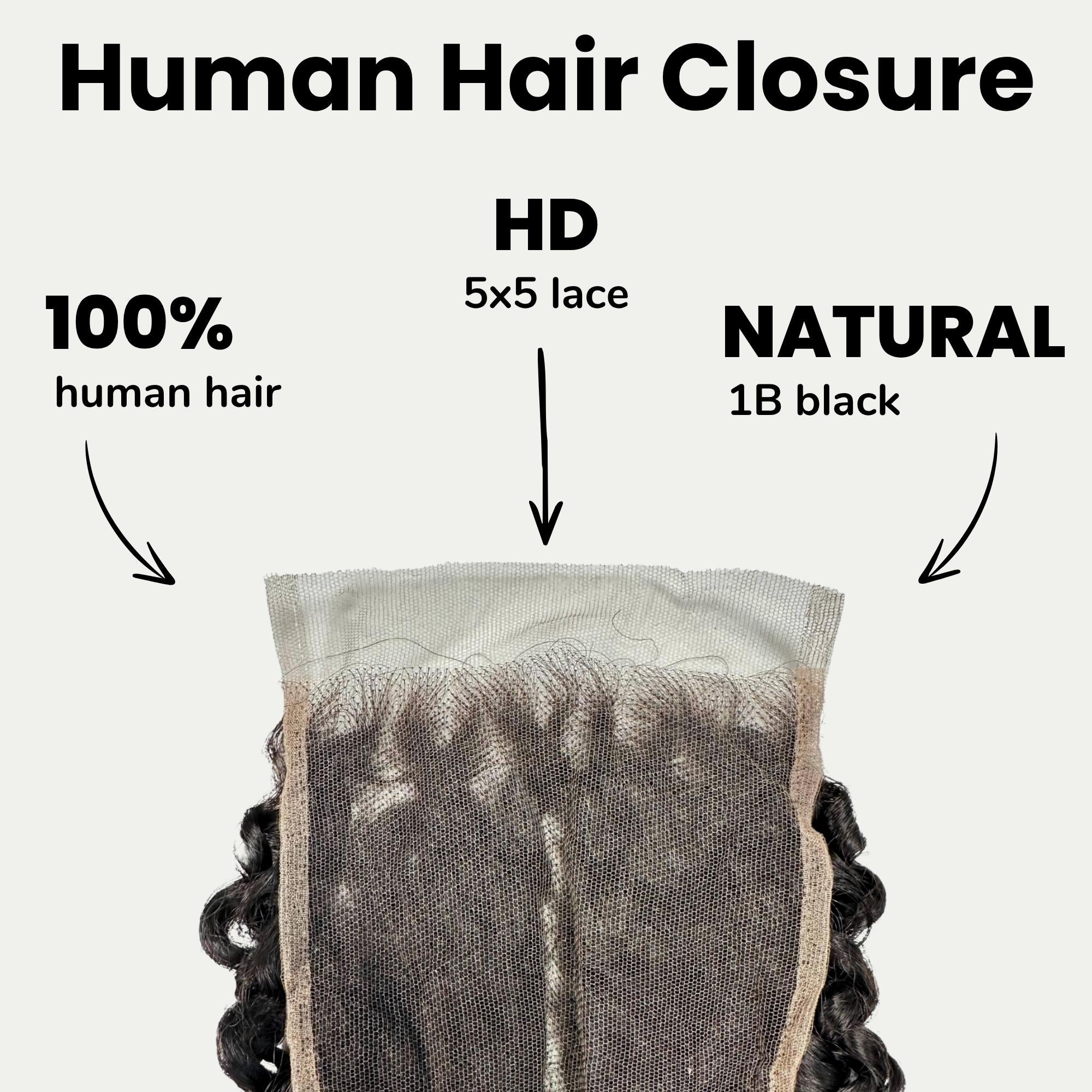 Kinky Curly 5x5 HD Lace Human Hair Closure - Private Label