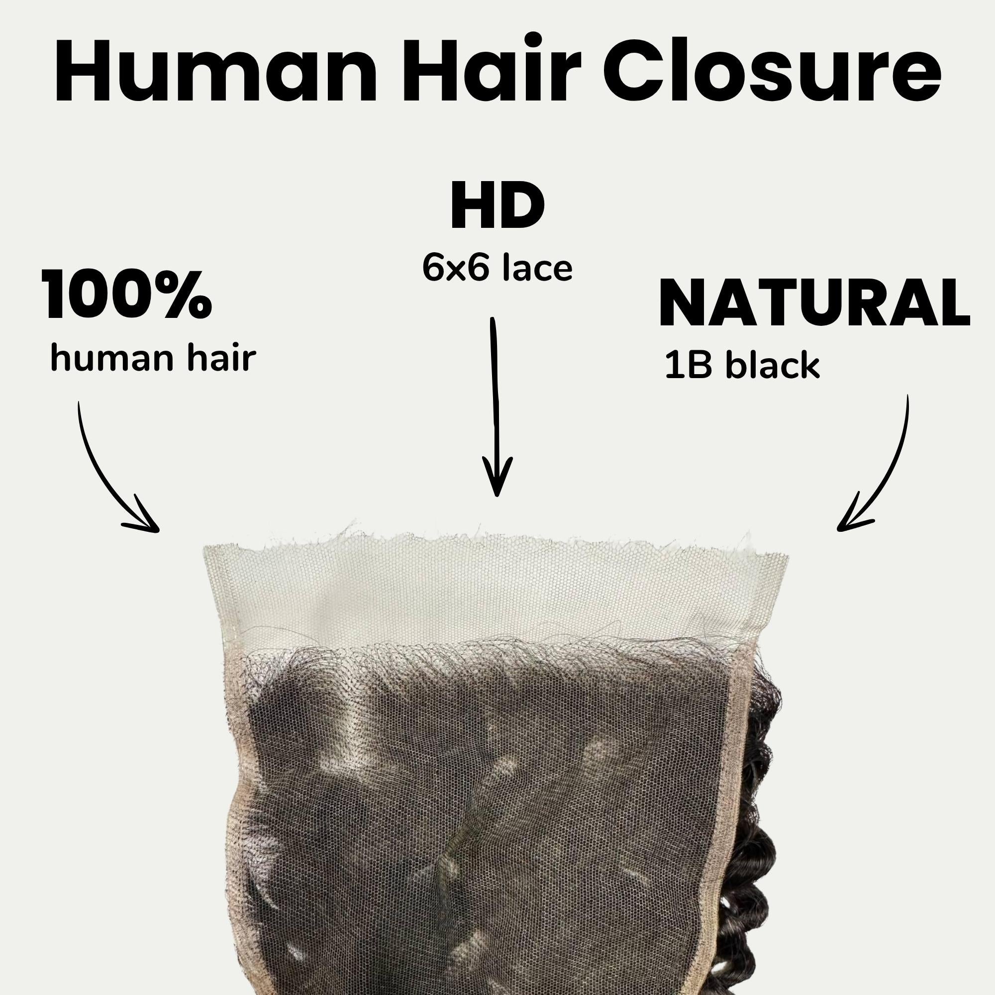 Kinky Curly 6x6 HD Lace Human Hair Closure - Private Label