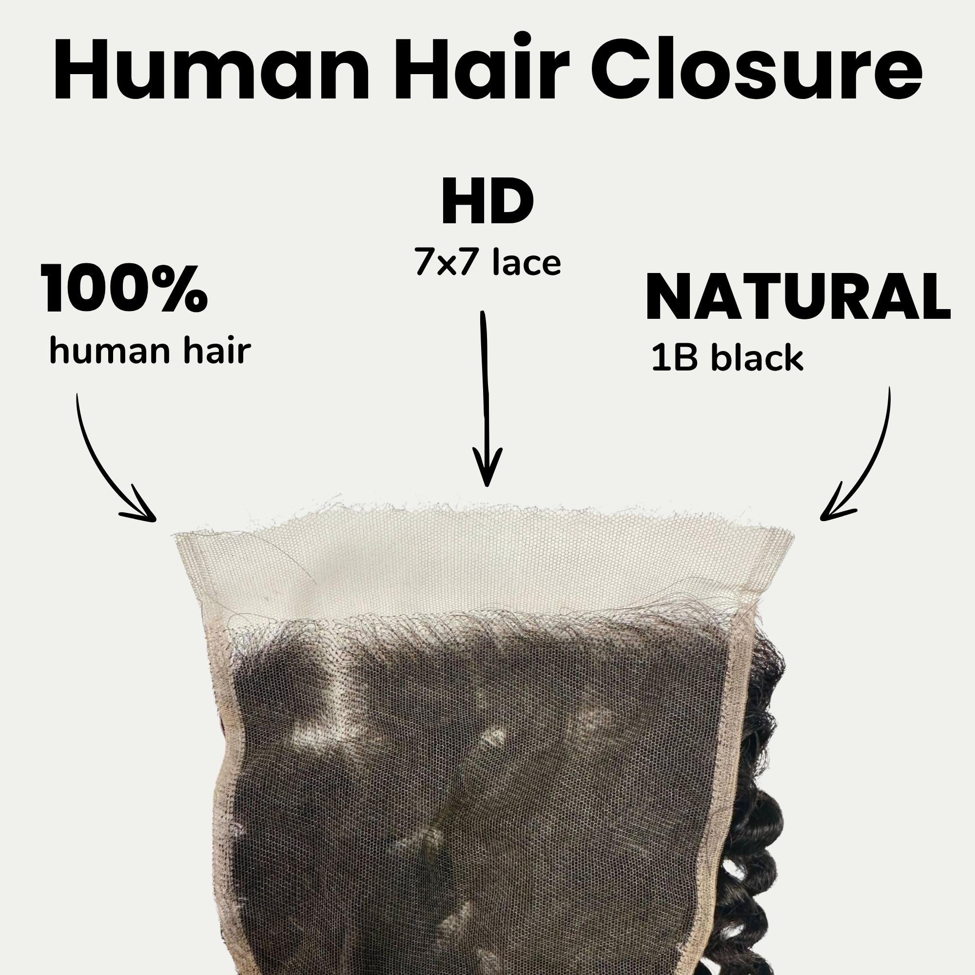 Kinky Curly 7x7 HD Lace Human Hair Closure - Private Label